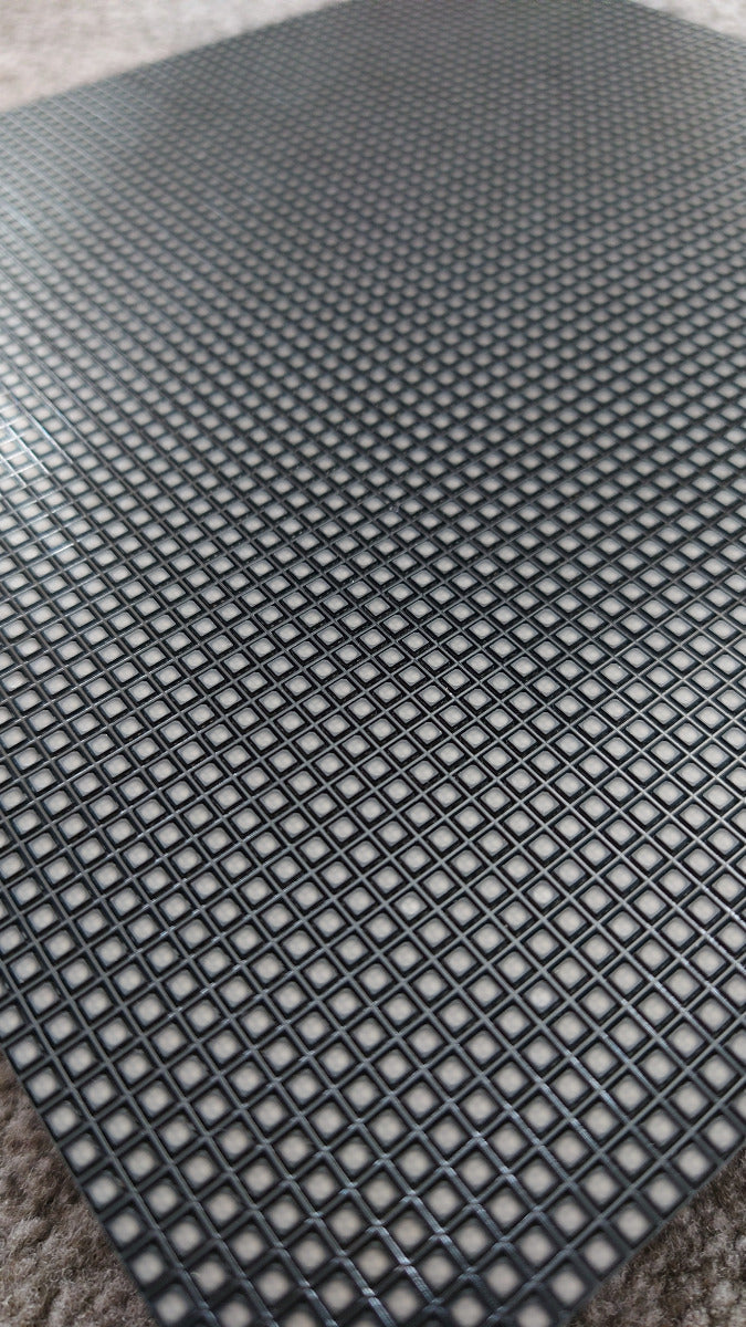 Close up of LED module pixels with protective mesh mask
