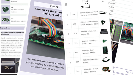 Screenshots taken from the tutorial pages of the website laid over one another