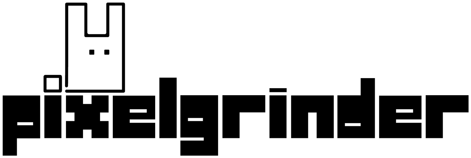 Logo with text saying "pixelgrinder"