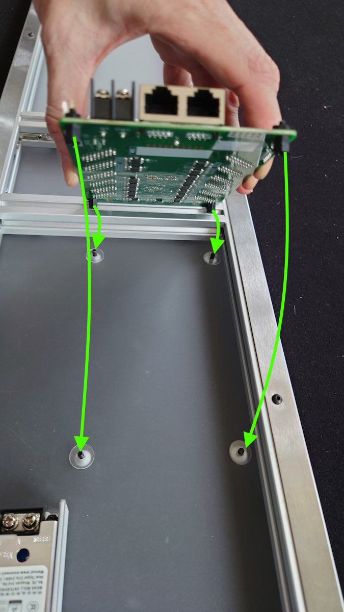 Attach the receiving card to the backplate using the screws.