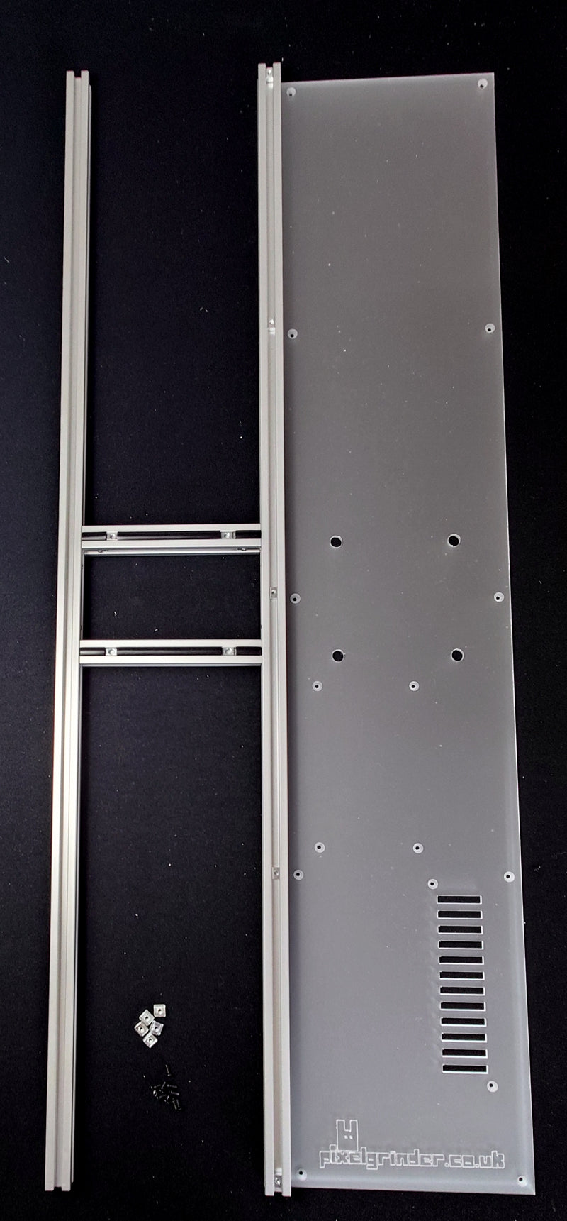 Using the back plate to align the T-nuts with their corresponding holes
