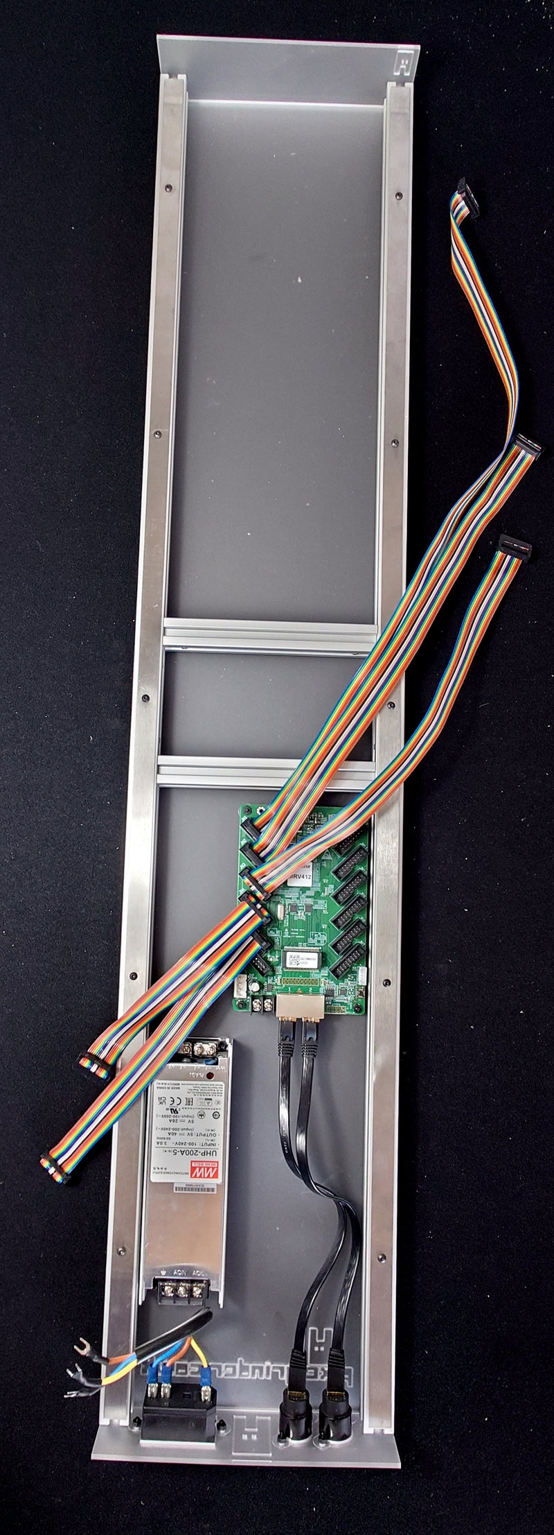 Receiving card with data cables connected