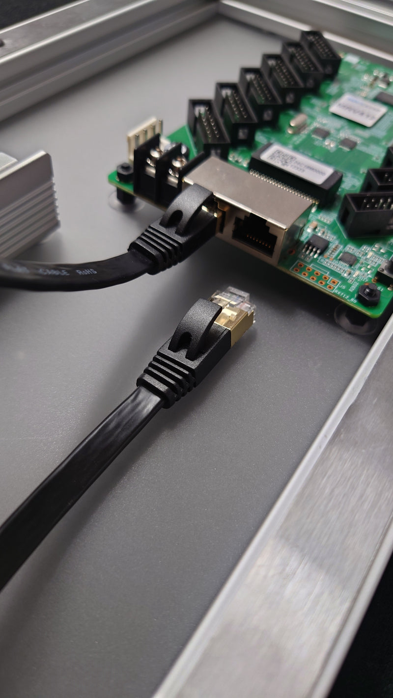 Connecting the internal RJ45 cables to the receiving card