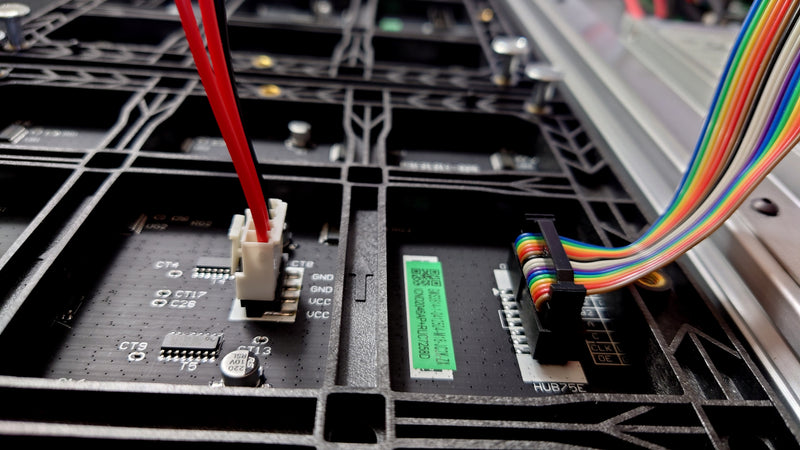 Detail of LED module data and power connections